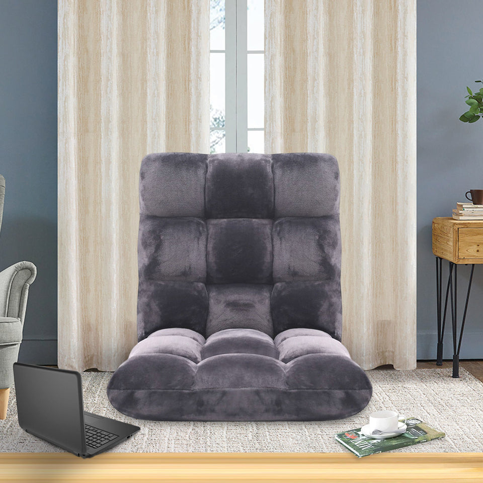 SOGA 4X Floor  Recliner Folding Lounge Sofa Futon Couch Folding Chair Cushion Grey