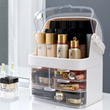 SOGA 2X 3 Tier White Countertop Makeup Cosmetic Storage Organiser Skincare Holder Jewelry Storage Box with Handle