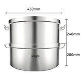 SOGA Commercial 304 Stainless Steel Steamer With 2 Tiers Top Food Grade 45*28cm