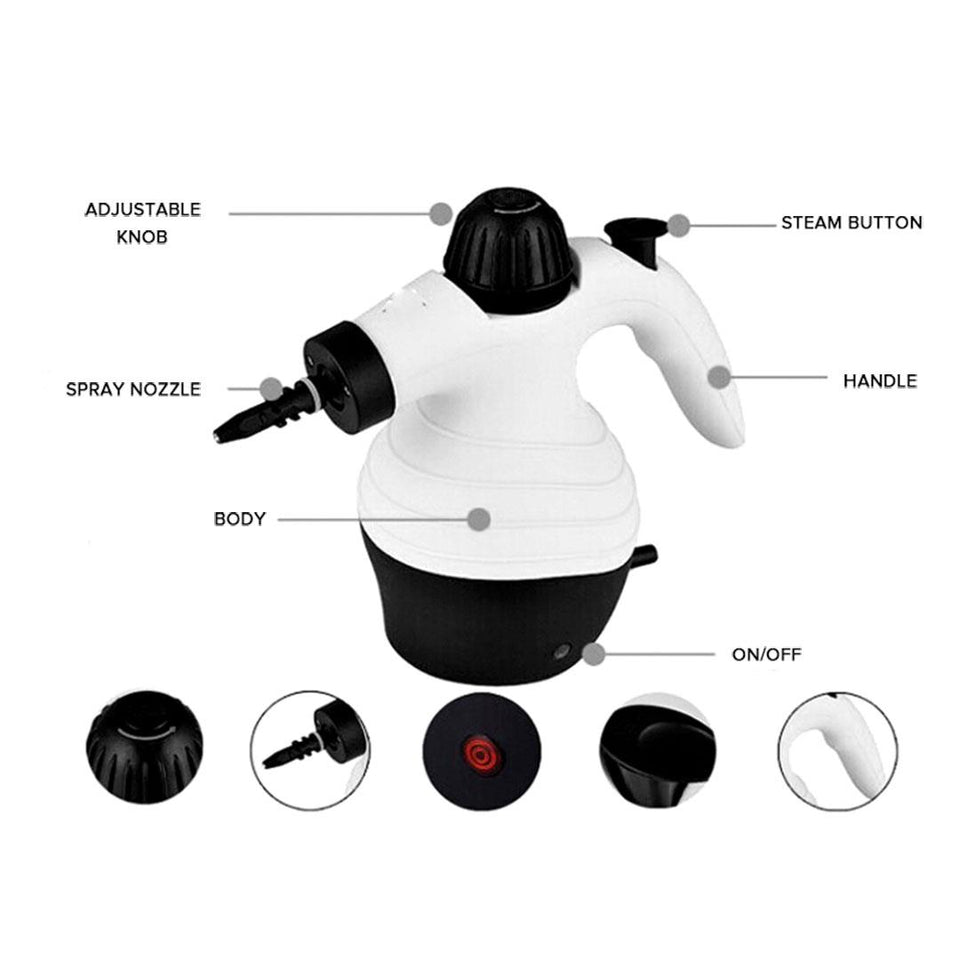 1000w Portable Handheld Handy Steam Cleaner Floor Carpet Steamer Washer Pressure White