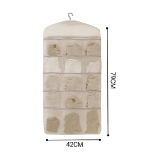 SOGA White Double Sided Hanging Storage Bag Underwear Bra Socks Mesh Pocket Hanger Home Organiser