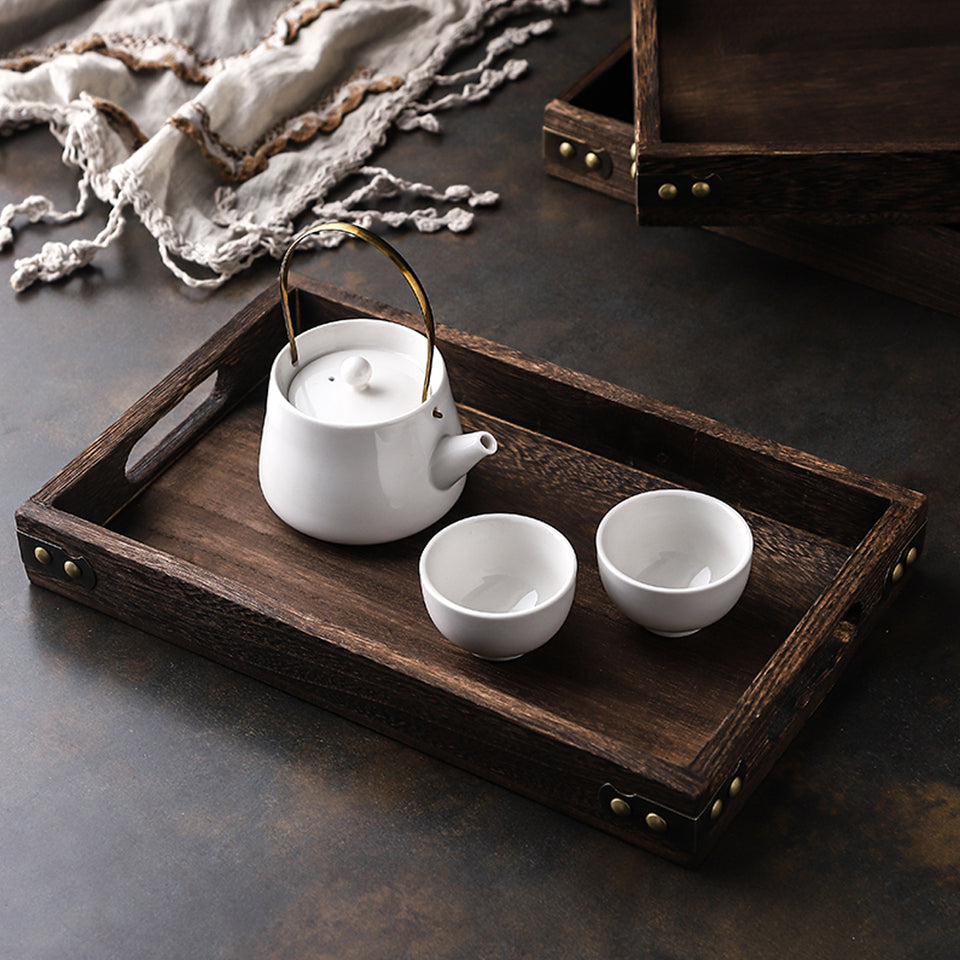SOGA Large Walnut Rectangle Wooden Tray Breakfast Dinner Serving Board Tea Set Holder Kitchen Home Decor