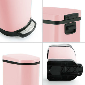 SOGA 2X Foot Pedal Stainless Steel Rubbish Recycling Garbage Waste Trash Bin 10L U Pink