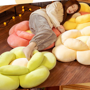 SOGA Beige Double Flower Shape Cushion Soft Bedside Floor Plush Pillow Home Decor