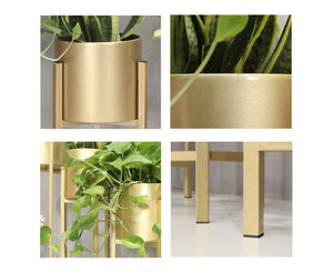 SOGA 4X 30CM Gold Metal Plant Stand with Flower Pot Holder Corner Shelving Rack Indoor Display