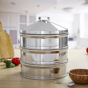 SOGA 3 Tier 25cm Stainless Steel Steamers With Lid Work inside of Basket Pot Steamers