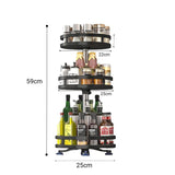 SOGA 2-Pack 3-Tier Steel Black Rotating Kitchen Spice & Seasoning Organizer Shelf