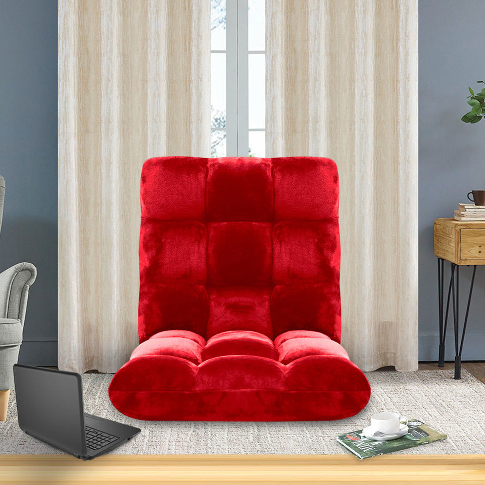 SOGA Floor Recliner Folding Lounge Sofa Futon Couch Folding Chair Cushion Red x2