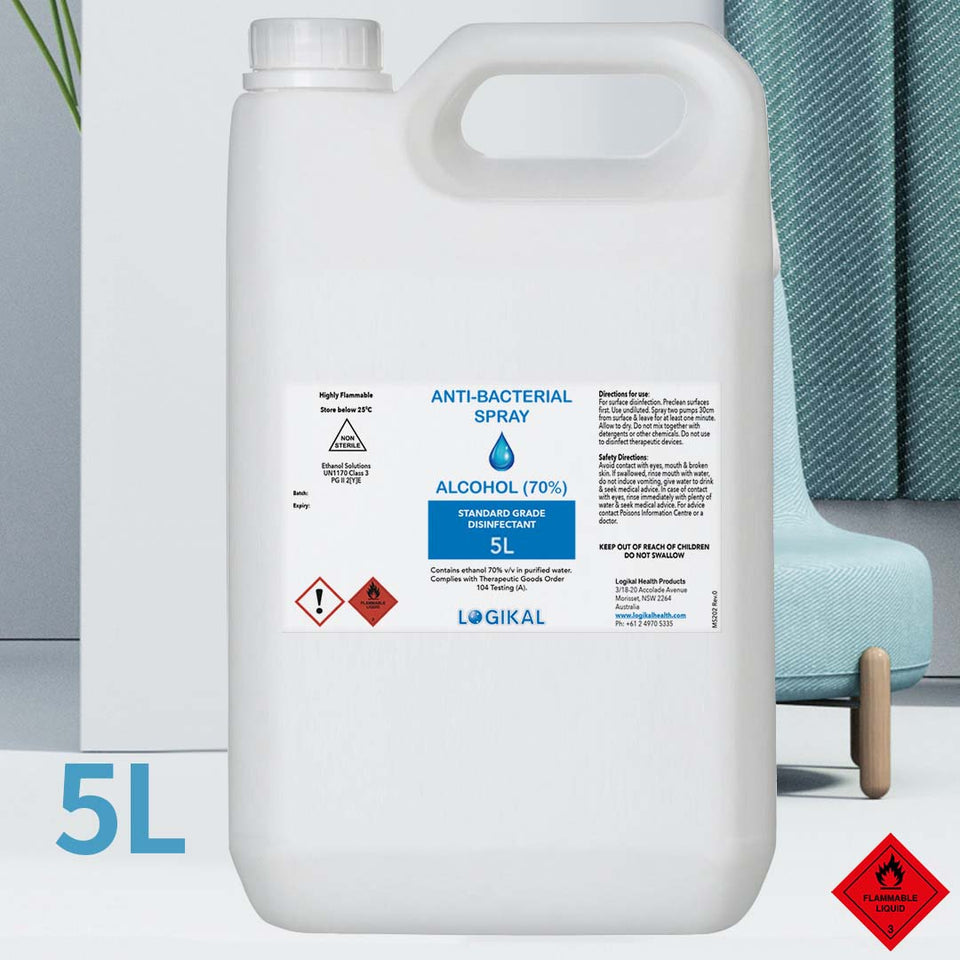 8X 5L Standard Grade Disinfectant Anti-Bacterial Alcohol