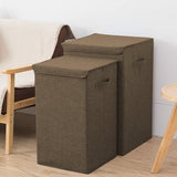 SOGA 2X Coffee Medium Collapsible Laundry Hamper Storage Box Foldable Canvas Basket Home Organiser Decor
