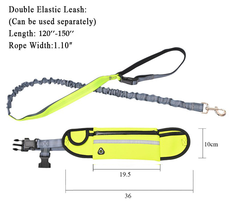 SOGA 2X Yellow Adjustable Hands-Free Pet Leash Bag Dog Lead Walking Running Jogging Pet Essentials
