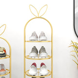 SOGA 2X 6 Tier Bunny Ears Gold Plated Metal Shoe Organizer Space Saving Portable Footwear Storage Shelf