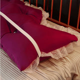 SOGA 150cm Burgundy Princess Bed Pillow Headboard Backrest Bedside Tatami Sofa Cushion with Ruffle Lace Home Decor