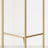 SOGA 2 Layer 60cm Gold Metal Plant Stand with Pink Flower Pot Holder Corner Shelving Rack Indoor Display