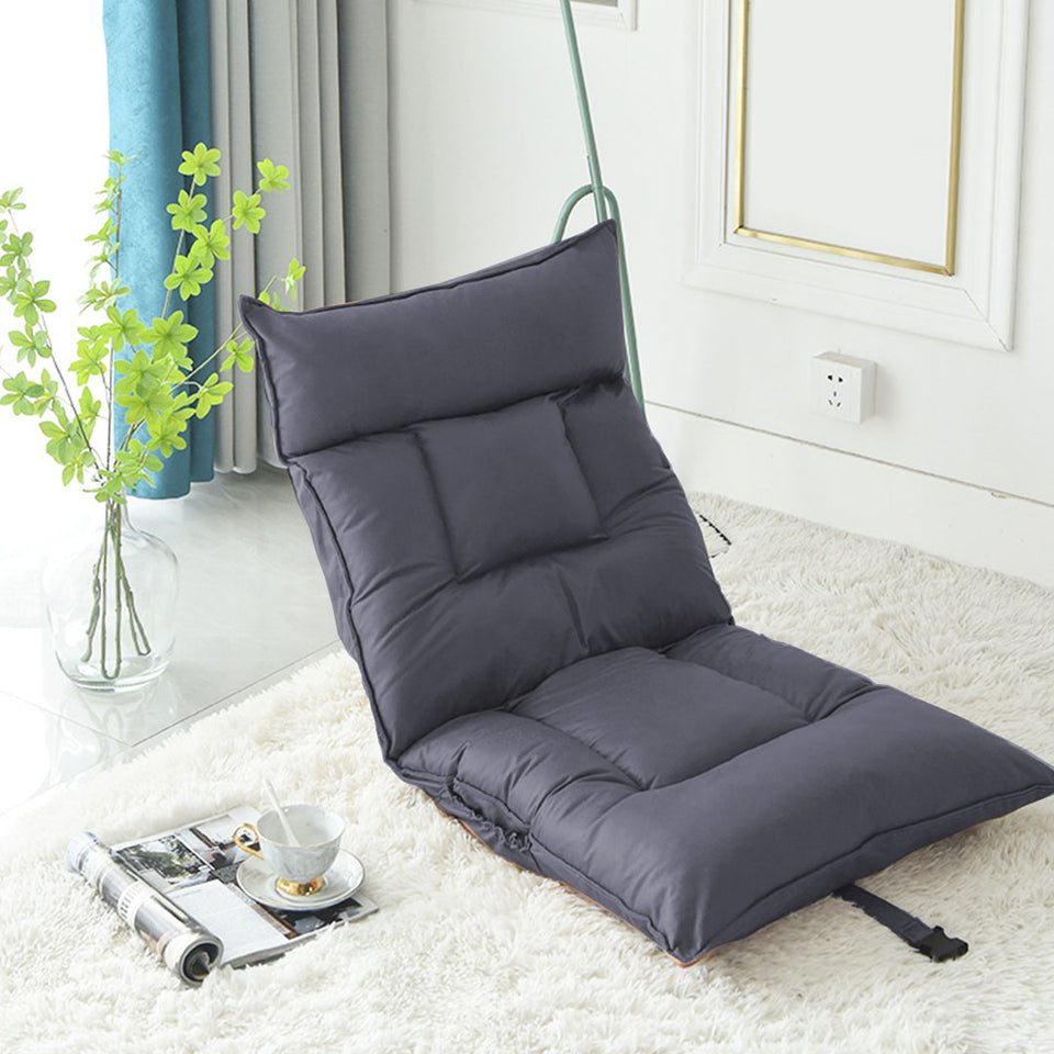 SOGA 4-Pack Grey Lounge Recliner Lazy Sofa Bed Tatami Cushion with Collapsible Backrest