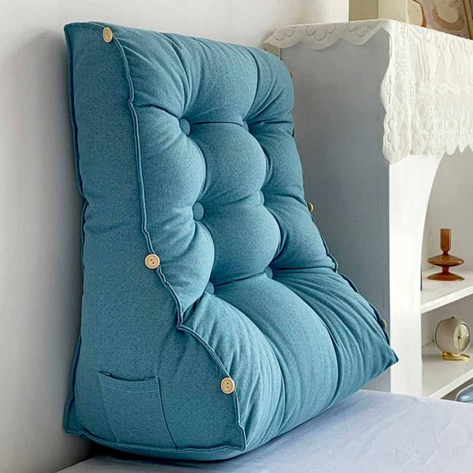 SOGA 2X 60cm Blue Triangular Wedge Lumbar Pillow Headboard Backrest Sofa Bed Cushion Home Decor