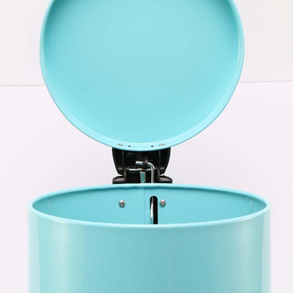 SOGA 7L Modern Foot Pedal Trash Bin Waste Kitchen Bathroom Stainless Steel Round Blue