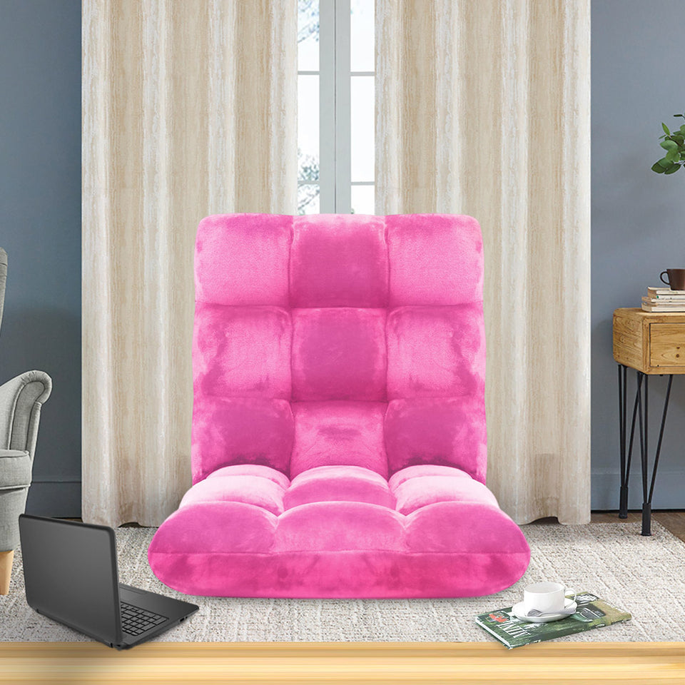 SOGA 2X Floor Recliner Folding Lounge Sofa Futon Couch Folding Chair Cushion Light Pink