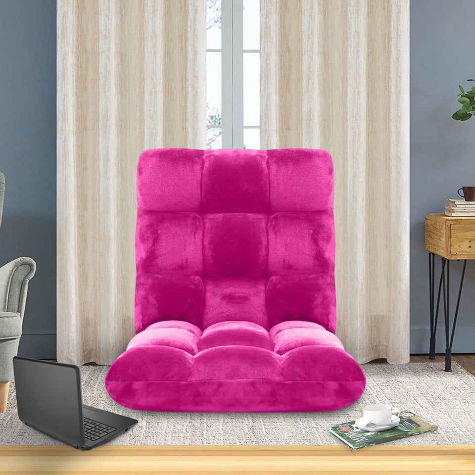 SOGA Floor Recliner Folding Lounge Sofa Futon Couch Folding Chair Cushion Pink x2