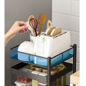 SOGA 4 Tier Steel Square Rotating Kitchen Cart Multi-Functional Shelves Storage Organizer with Wheels
