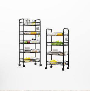 SOGA 2X 3 Tier Steel Black Bee Mesh Kitchen Cart Multi-Functional Shelves Storage Organizer with Wheels