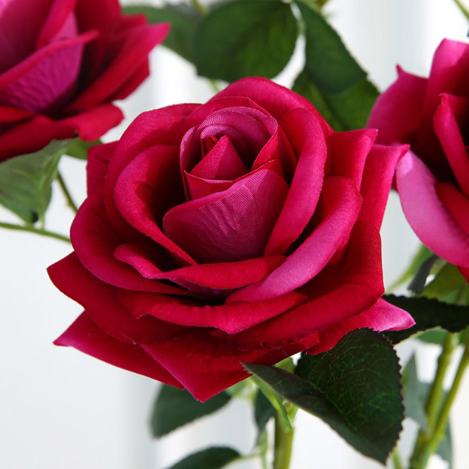 SOGA 8 Bunch Artificial Silk Rose 5 Heads Flower Fake Bridal Bouquet Table Decor Pink
