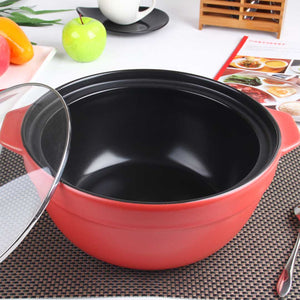 3.5L Ceramic Casserole Stew Cooking Pot with Glass Lid Green