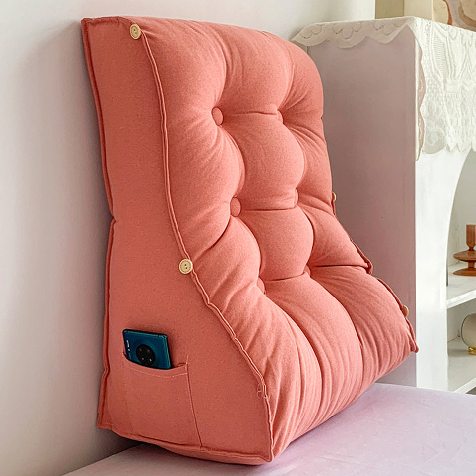 SOGA 45cm Peach Triangular Wedge Lumbar Pillow Headboard Backrest Sofa Bed Cushion Home Decor