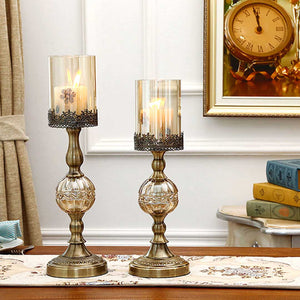 SOGA 2X 47cm Glass Candle Holder Candle Stand Glass/Metal