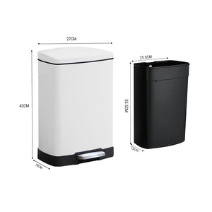 SOGA 2-Pack 12L White Stainless Steel Foot Pedal Trash Bin