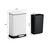 SOGA 2-Pack 12L White Stainless Steel Foot Pedal Trash Bin
