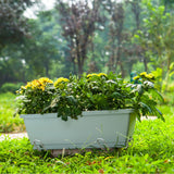 SOGA 49.5cm Blue Rectangular Planter Vegetable Herb Flower Outdoor Plastic Box with Holder Balcony Garden Decor Set of 5