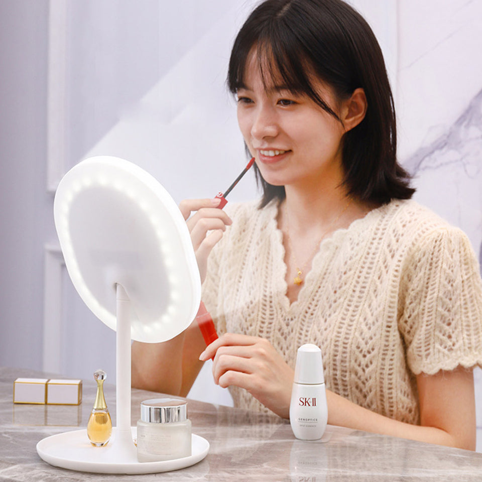 SOGA 20cm White Rechargeable LED Light Makeup Mirror Tabletop Vanity Home Decor