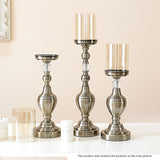 SOGA 49.5cm Glass Candlestick Candle Holder Stand Pillar Glass/Iron Metal