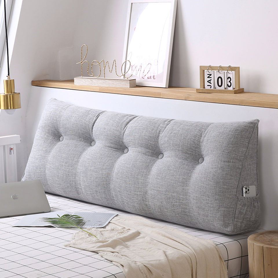 SOGA 2X 120cm Silver Triangular Wedge Bed Pillow Headboard Backrest Bedside Tatami Cushion Home Decor