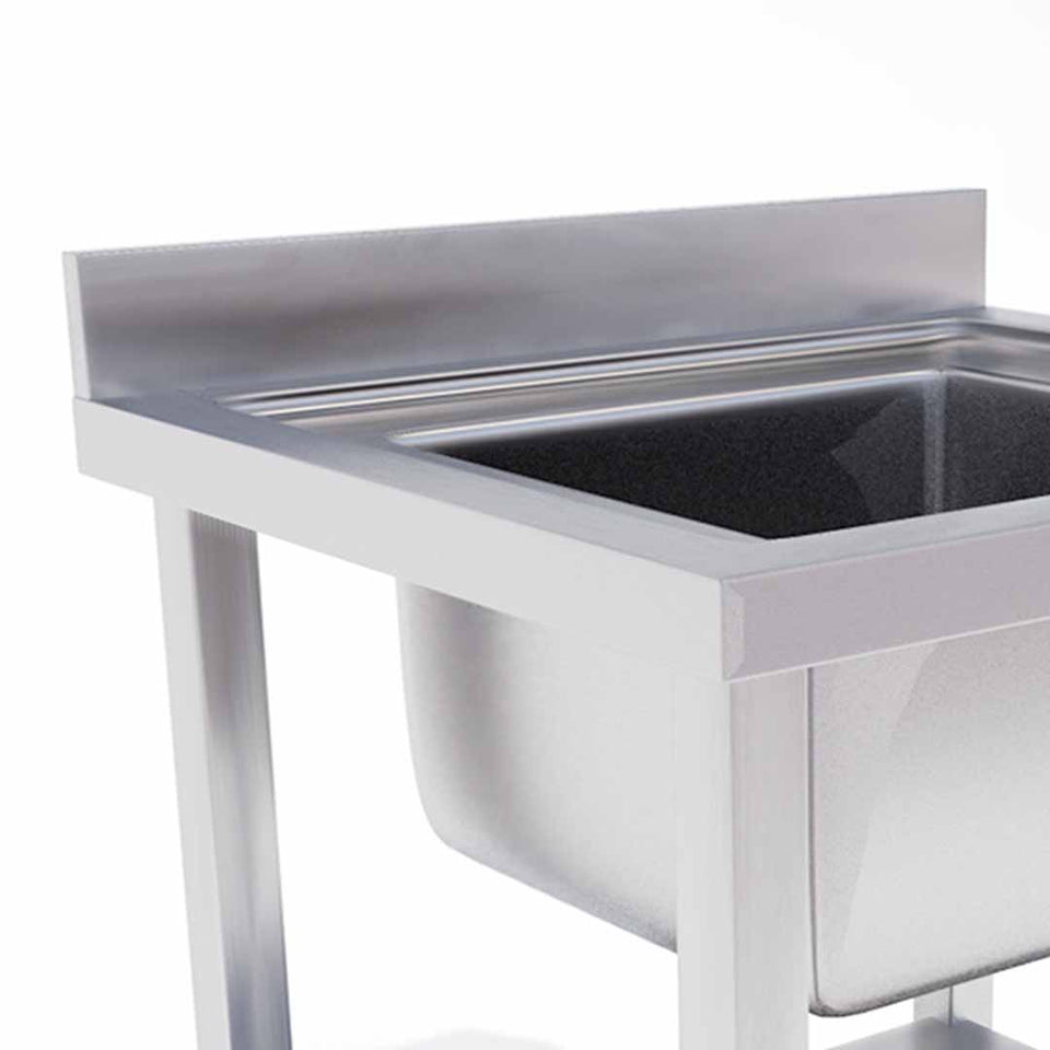 SOGA Commercial Kitchen Sink Work Bench Stainless Steel Food Prep Table 70*70*85cm