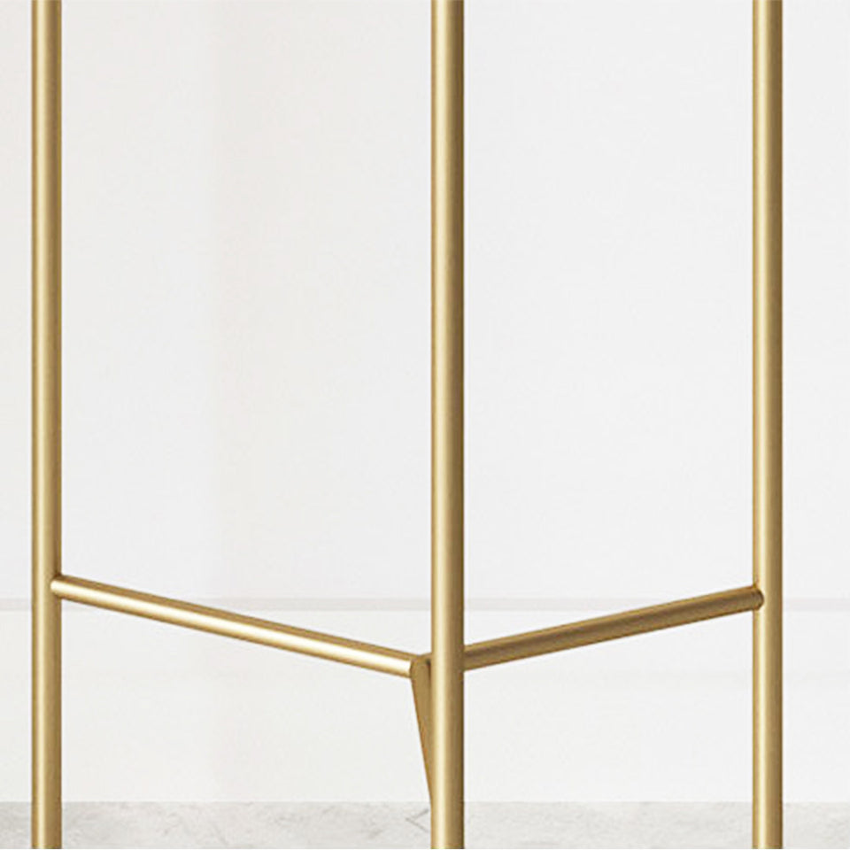SOGA 2 Layer 42cm Gold Metal Plant Stand with Pink Flower Pot Holder Corner Shelving Rack Indoor Display