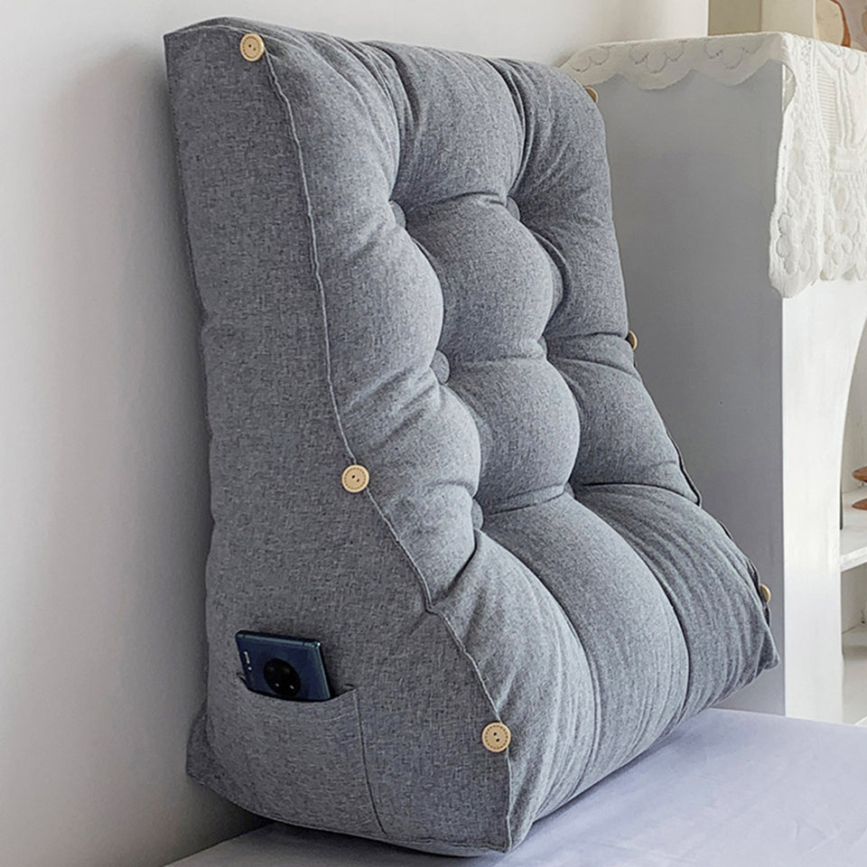 SOGA 45cm Silver Triangular Wedge Lumbar Pillow Headboard Backrest Sofa Bed Cushion Home Decor