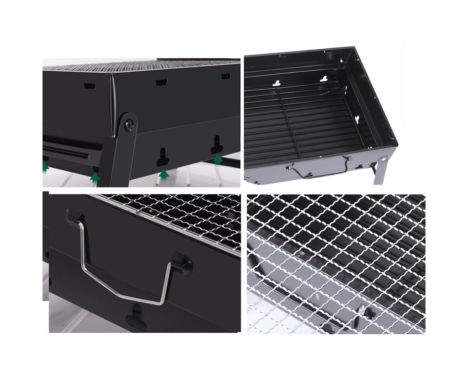 SOGA 2X 43cm Portable Folding Thick Box-Type Charcoal Grill for Outdoor BBQ Camping