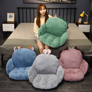 SOGA 2X Gray Bunny Shape Cushion Soft Leaning Bedside Pad Sedentary Plushie Pillow Home Decor