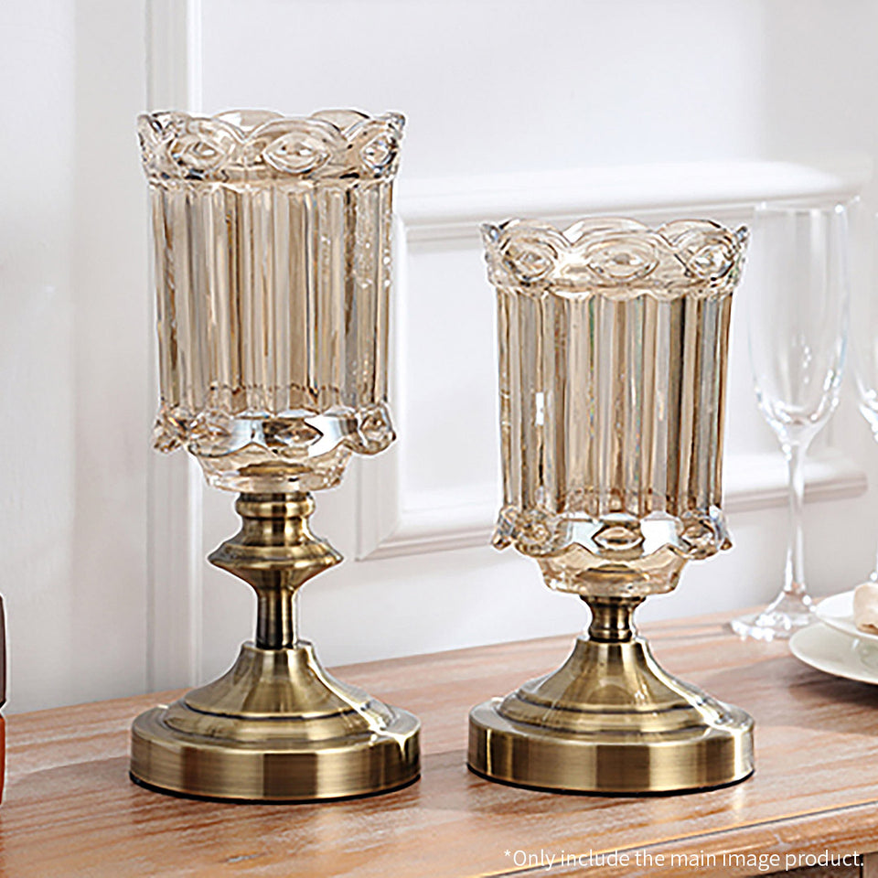 SOGA 28cm Transparent Glass Flower Vase with Metal Base Filler Vase