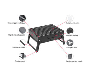 SOGA 2X Portable Mini Folding Thick Box-Type Charcoal Grill for Outdoor BBQ Camping