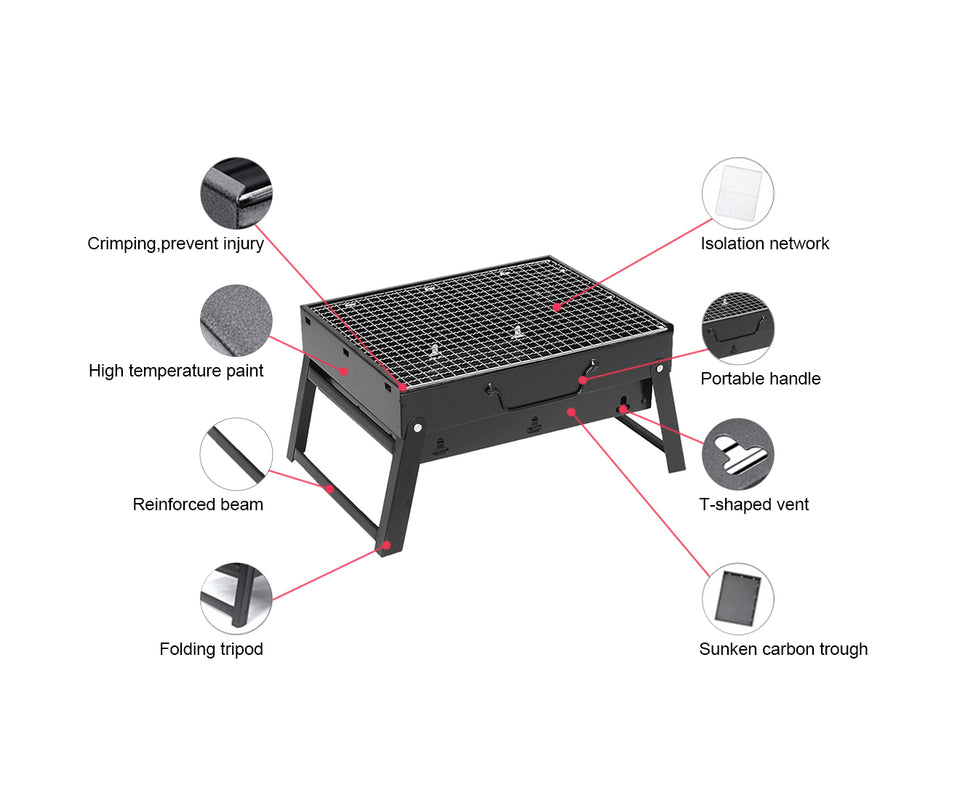SOGA 2X Portable Mini Folding Thick Box-Type Charcoal Grill for Outdoor BBQ Camping