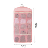 SOGA Pink Double Sided Hanging Storage Bag Underwear Bra Socks Mesh Pocket Hanger Home Organiser