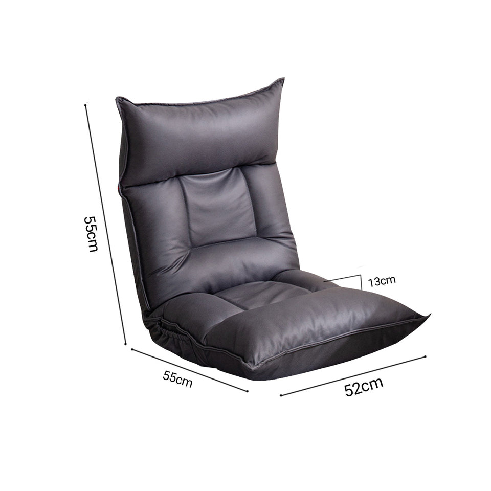 SOGA Grey Lounge Recliner Lazy Sofa Bed Tatami Cushion with Collapsible Backrest