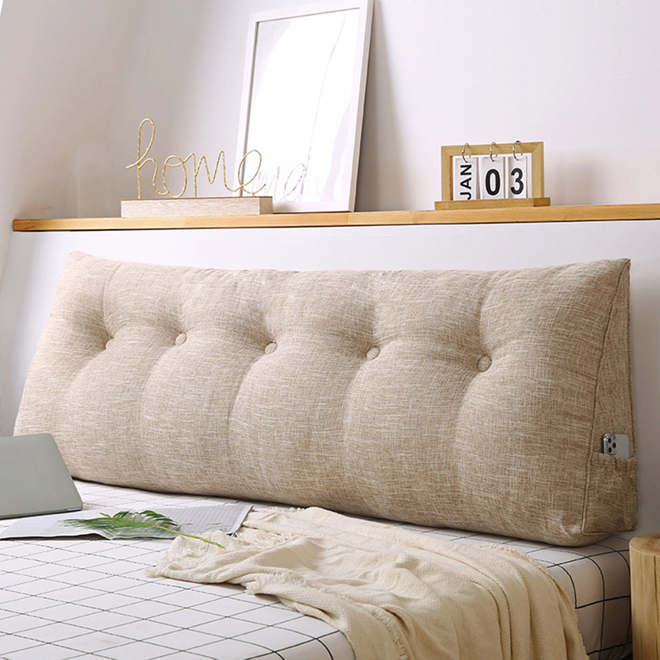 SOGA 100cm Beige Triangular Wedge Bed Pillow Headboard Backrest Bedside Tatami Cushion Home Decor