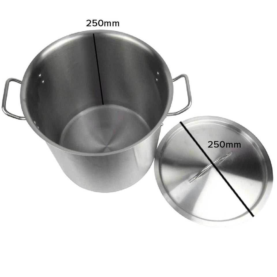 SOGA Stock Pot 12L Top Grade Thick Stainless Steel Stockpot 18/10
