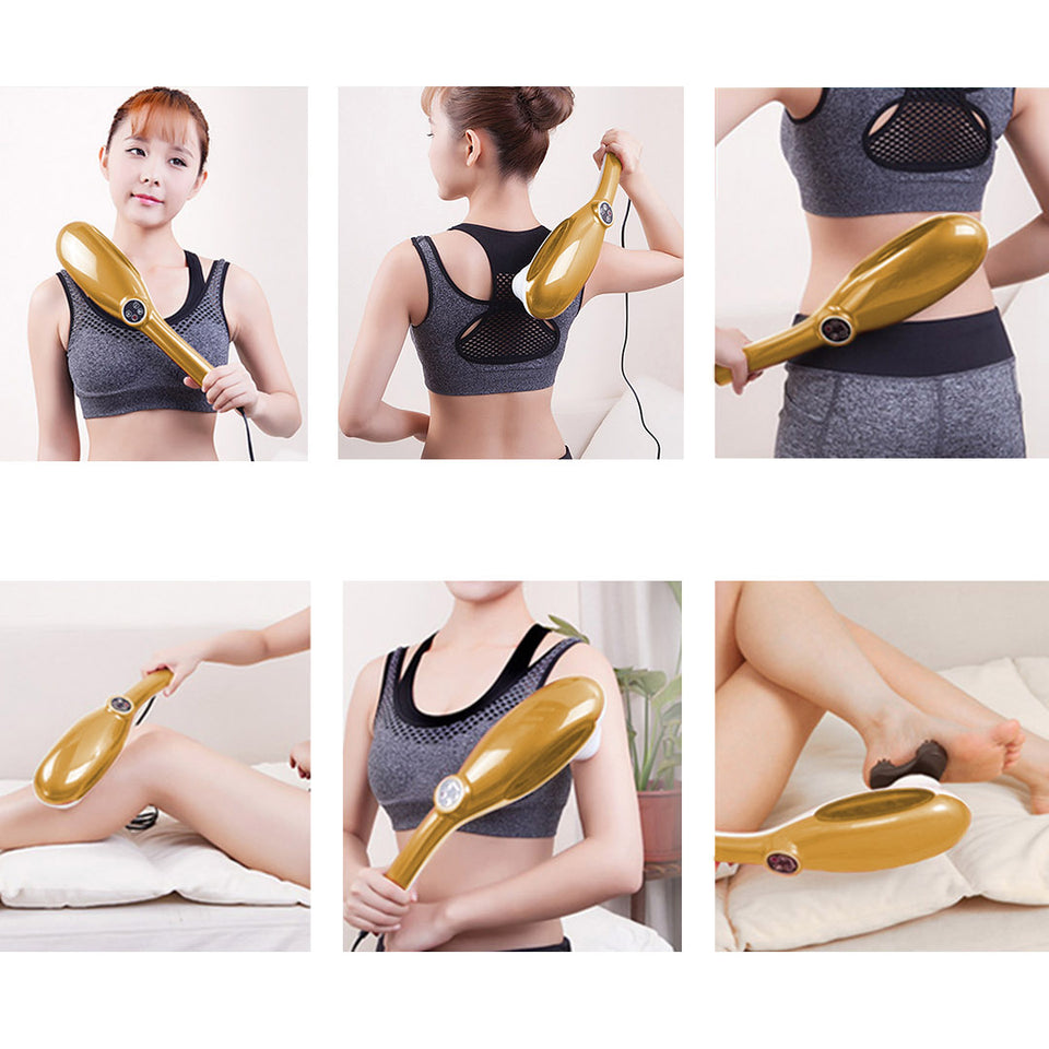 SOGA 6 Heads Portable Handheld Massager Soothing Stimulate Blood Flow Shoulder Yellow