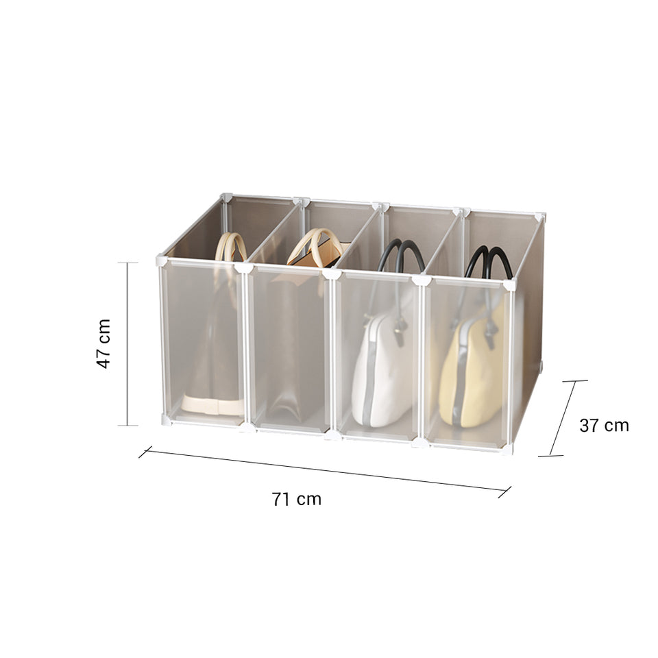 SOGA 1 Tier Multifunctional PP Plastic Bag Box Portable Cubby DIY Storage Shelves Stackable Handbag Purse Organiser