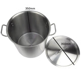 SOGA Stock Pot 33L Top Grade Thick Stainless Steel Stockpot 18/10